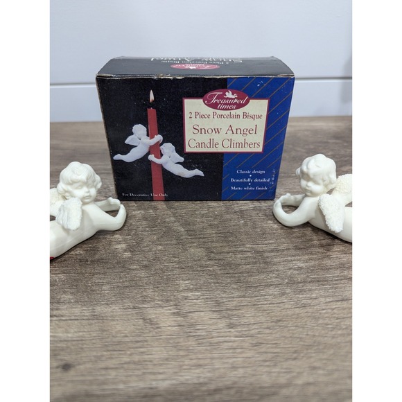 Vintage‎ Treasured Times Snow Angel Candle Climbers 4-Pieces Porcelain Bisque - Picture 2 of 8